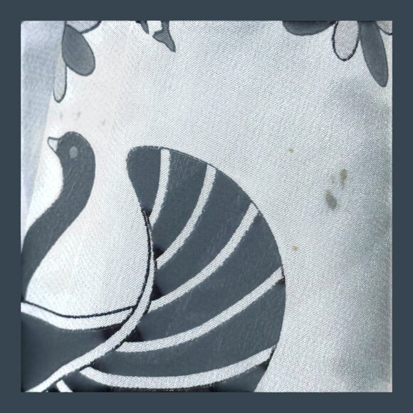 Acropolis Museum Whimsical Black & White Bird Print Scarf Artisan Vintage READ - Picture 3 of 6